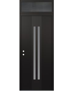 DIAMOND A8 36" X 96" BLACK/WHITE FROSTED GLASS PANEL BLACK RHI WITH TRANSOM MIRRORED GLASS