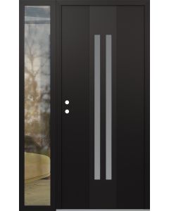 DIAMOND A8 50" X 80" BLACK/WHITE FROSTED GLASS PANEL BLACK RHI WITH SIDELITE CLEAR GLASS