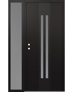 DIAMOND A8 48" X 80" BLACK/WHITE FROSTED GLASS PANEL BLACK RHI WITH SIDELITE FROSTED GLASS