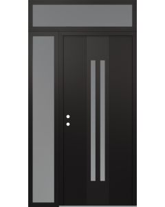 DIAMOND A8 52" X 96" BLACK/WHITE FROSTED GLASS PANEL BLACK RHI WITH SIDELITE AND TRANSOM FROSTED GLASS