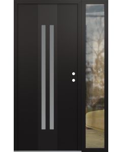 DIAMOND A8 50" X 80" BLACK/WHITE FROSTED GLASS PANEL BLACK LHI WITH SIDELITE CLEAR GLASS