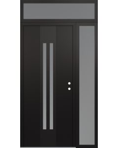 DIAMOND A8 52" X 96" BLACK/WHITE FROSTED GLASS PANEL BLACK LHI WITH SIDELITE AND TRANSOM FROSTED GLASS
