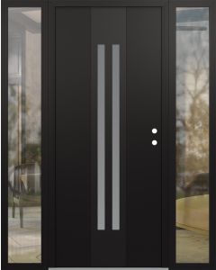 DIAMOND A8 64" X 80" BLACK/WHITE FROSTED GLASS PANEL BLACK LHI WITH 2 SIDELITES CLEAR GLASS