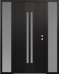 DIAMOND A8 60" X 80" BLACK/WHITE FROSTED GLASS PANEL BLACK LHI WITH 2 SIDELITES FROSTED GLASS