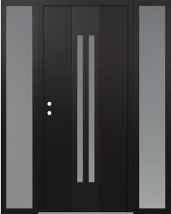 DIAMOND A8 64" X 80" BLACK/WHITE FROSTED GLASS PANEL BLACK RHI WITH 2 SIDELITES FROSTED GLASS