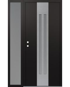 DIAMOND A8 50" X 80" BLACK/WHITE FROSTED GLASS PANEL STAINLESS STEEL RHI WITH SIDELITE FROSTED GLASS