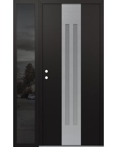DIAMOND A8 50" X 80" BLACK/WHITE FROSTED GLASS PANEL STAINLESS STEEL RHI WITH SIDELITE MIRRORED GLASS