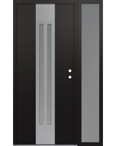 DIAMOND A8 50" X 80" BLACK/WHITE FROSTED GLASS PANEL STAINLESS STEEL LHI WITH SIDELITE FROSTED GLASS