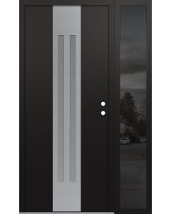 DIAMOND A8 50" X 80" BLACK/WHITE FROSTED GLASS PANEL STAINLESS STEEL LHI WITH SIDELITE MIRRORED GLASS