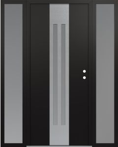 DIAMOND A8 60" X 80" BLACK/WHITE FROSTED GLASS PANEL STAINLESS STEEL LHI WITH 2 SIDELITES FROSTED GLASS