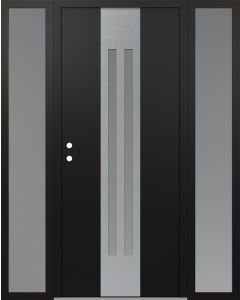 DIAMOND A8 60" X 80" BLACK/WHITE FROSTED GLASS PANEL STAINLESS STEEL RHI WITH 2 SIDELITES FROSTED GLASS