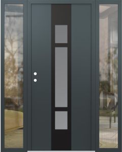 DIAMOND A9 60" X 80" ANTHRACITE/ANTHRACITE FROSTED GLASS PANEL BLACK RHI WITH 2 SIDELITES CLEAR GLASS