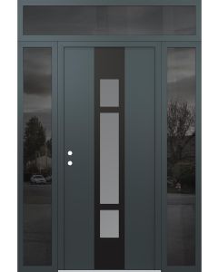 DIAMOND A9 64" X 96" ANTHRACITE/ANTHRACITE FROSTED GLASS PANEL BLACK RHI WITH 2 SIDELITES AND TRANSOM MIRRORED GLASS