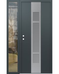 DIAMOND A9 52" X 80" ANTHRACITE/ANTHRACITE FROSTED GLASS PANEL STAINLESS STEEL RHI WITH SIDELITE CLEAR GLASS