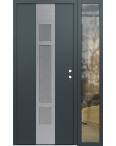 DIAMOND A9 48" X 80" ANTHRACITE/ANTHRACITE FROSTED GLASS PANEL STAINLESS STEEL LHI WITH SIDELITE CLEAR GLASS