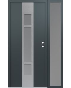 DIAMOND A9 50" X 80" ANTHRACITE/ANTHRACITE FROSTED GLASS PANEL STAINLESS STEEL LHI WITH SIDELITE FROSTED GLASS