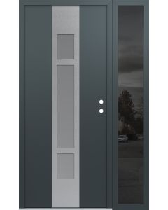 DIAMOND A9 52" X 80" ANTHRACITE/ANTHRACITE FROSTED GLASS PANEL STAINLESS STEEL LHI WITH SIDELITE MIRRORED GLASS