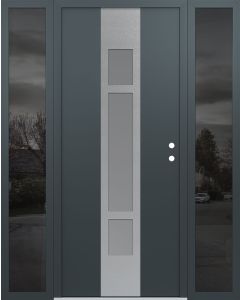 DIAMOND A9 68" X 80" ANTHRACITE/ANTHRACITE FROSTED GLASS PANEL STAINLESS STEEL LHI WITH 2 SIDELITES MIRRORED GLASS
