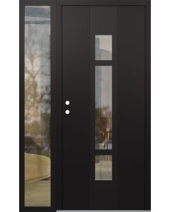 DIAMOND A9 50" X 80" BLACK/BLACK CLEAR GLASS PANEL BLACK RHI WITH SIDELITE CLEAR GLASS