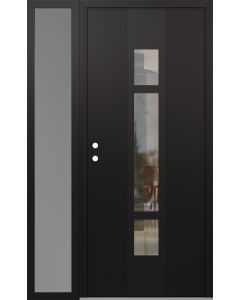 DIAMOND A9 52" X 80" BLACK/BLACK CLEAR GLASS PANEL BLACK RHI WITH SIDELITE FROSTED GLASS