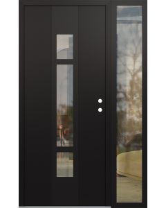 DIAMOND A9 50" X 80" BLACK/BLACK CLEAR GLASS PANEL BLACK LHI WITH SIDELITE CLEAR GLASS
