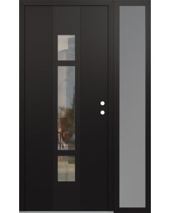 DIAMOND A9 52" X 80" BLACK/BLACK CLEAR GLASS PANEL BLACK LHI WITH SIDELITE FROSTED GLASS