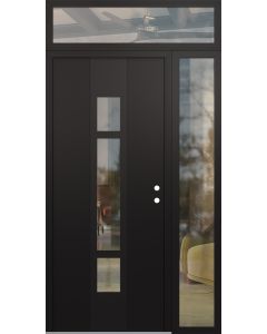DIAMOND A9 48" X 96" BLACK/BLACK CLEAR GLASS PANEL BLACK LHI WITH SIDELITE AND TRANSOM CLEAR GLASS