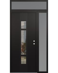 DIAMOND A9 52" X 96" BLACK/BLACK CLEAR GLASS PANEL BLACK LHI WITH SIDELITE AND TRANSOM FROSTED GLASS