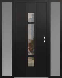 DIAMOND A9 68" X 80" BLACK/BLACK CLEAR GLASS PANEL BLACK LHI WITH 2 SIDELITES FROSTED GLASS