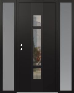 DIAMOND A9 64" X 80" BLACK/BLACK CLEAR GLASS PANEL BLACK RHI WITH 2 SIDELITES FROSTED GLASS