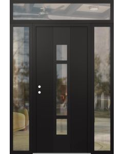 DIAMOND A9 60" X 96" BLACK/BLACK CLEAR GLASS PANEL BLACK RHI WITH 2 SIDELITES AND TRANSOM CLEAR GLASS