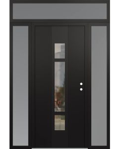 DIAMOND A9 60" X 96" BLACK/BLACK CLEAR GLASS PANEL BLACK LHI WITH 2 SIDELITES AND TRANSOM FROSTED GLASS