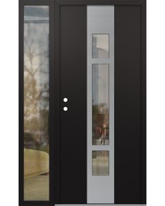 DIAMOND A9 50" X 80" BLACK/BLACK CLEAR GLASS PANEL STAINLESS STEEL RHI WITH SIDELITE CLEAR GLASS