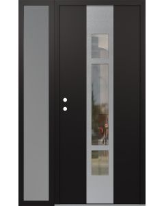 DIAMOND A9 48" X 80" BLACK/BLACK CLEAR GLASS PANEL STAINLESS STEEL RHI WITH SIDELITE FROSTED GLASS