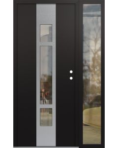 DIAMOND A9 50" X 80" BLACK/BLACK CLEAR GLASS PANEL STAINLESS STEEL LHI WITH SIDELITE CLEAR GLASS