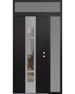 DIAMOND A9 50" X 96" BLACK/BLACK CLEAR GLASS PANEL STAINLESS STEEL LHI WITH SIDELITE AND TRANSOM FROSTED GLASS