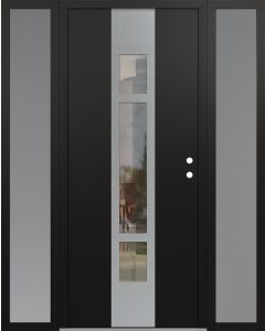 DIAMOND A9 60" X 80" BLACK/BLACK CLEAR GLASS PANEL STAINLESS STEEL LHI WITH 2 SIDELITES FROSTED GLASS