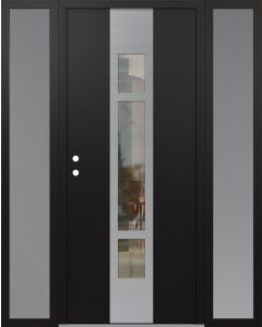 DIAMOND A9 60" X 80" BLACK/BLACK CLEAR GLASS PANEL STAINLESS STEEL RHI WITH 2 SIDELITES FROSTED GLASS