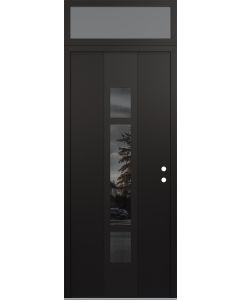 DIAMOND A9 36" X 96" BLACK/BLACK MIRRORED GLASS PANEL BLACK LHI WITH TRANSOM FROSTED GLASS