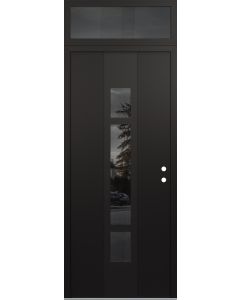 DIAMOND A9 36" X 96" BLACK/BLACK MIRRORED GLASS PANEL BLACK LHI WITH TRANSOM MIRRORED GLASS