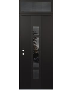 DIAMOND A9 36" X 96" BLACK/BLACK MIRRORED GLASS PANEL BLACK RHI WITH TRANSOM MIRRORED GLASS