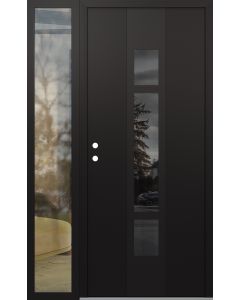 DIAMOND A9 52" X 80" BLACK/BLACK MIRRORED GLASS PANEL BLACK RHI WITH SIDELITE CLEAR GLASS