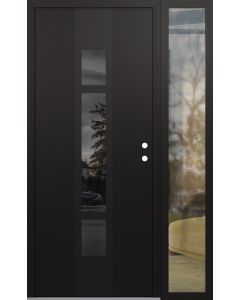 DIAMOND A9 48" X 80" BLACK/BLACK MIRRORED GLASS PANEL BLACK LHI WITH SIDELITE CLEAR GLASS