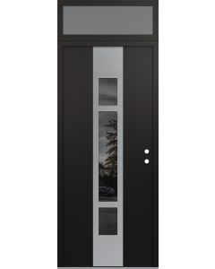 DIAMOND A9 36" X 96" BLACK/BLACK MIRRORED GLASS PANEL STAINLESS STEEL LHI WITH TRANSOM FROSTED GLASS