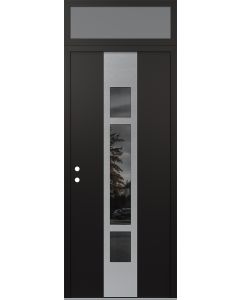 DIAMOND A9 36" X 96" BLACK/BLACK MIRRORED GLASS PANEL STAINLESS STEEL RHI WITH TRANSOM FROSTED GLASS