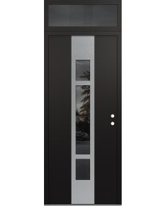 DIAMOND A9 36" X 96" BLACK/BLACK MIRRORED GLASS PANEL STAINLESS STEEL LHI WITH TRANSOM MIRRORED GLASS