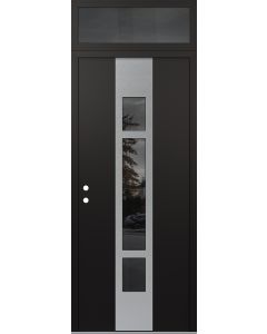 DIAMOND A9 36" X 96" BLACK/BLACK MIRRORED GLASS PANEL STAINLESS STEEL RHI WITH TRANSOM MIRRORED GLASS