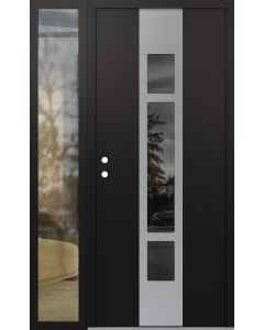 DIAMOND A9 48" X 80" BLACK/BLACK MIRRORED GLASS PANEL STAINLESS STEEL RHI WITH SIDELITE CLEAR GLASS