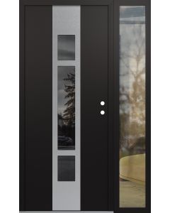 DIAMOND A9 52" X 80" BLACK/BLACK MIRRORED GLASS PANEL STAINLESS STEEL LHI WITH SIDELITE CLEAR GLASS