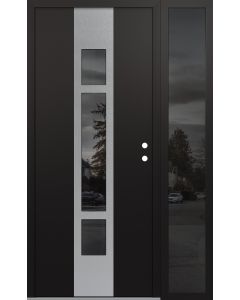DIAMOND A9 48" X 80" BLACK/BLACK MIRRORED GLASS PANEL STAINLESS STEEL LHI WITH SIDELITE MIRRORED GLASS